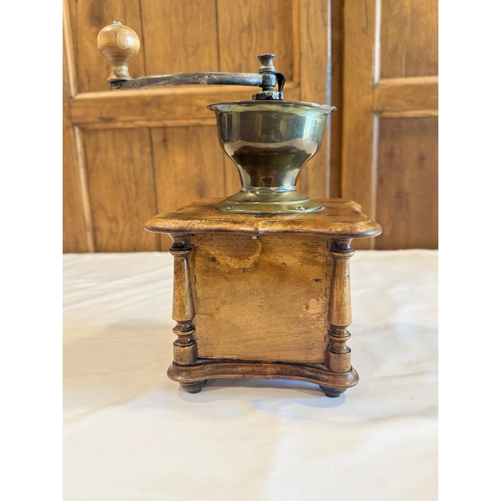 VTG Wood Dovetail Corners Coffee Grinder Hand Crank Mill Farmhouse Kitchen Decor - Picture 3 of 13